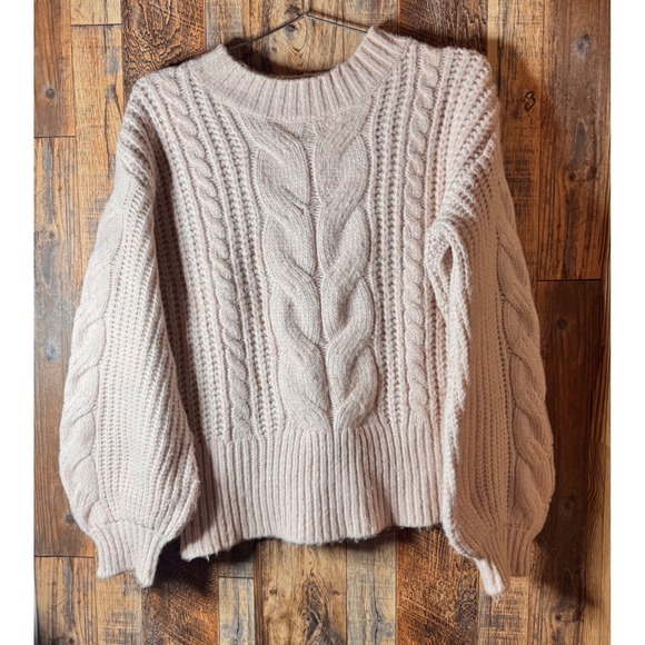 a.n.a Sweaters - a.n.a. Cable Knit Sweater M Medium Cream Beige‎ Pullover Long Sleeve Womens